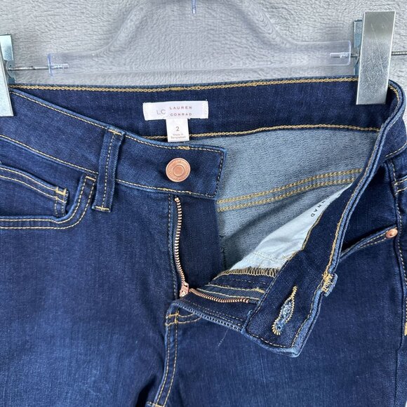 LC Lauren Conrad Mid Rise Skinny Jeans Womens Size 2 Dark Wash Blue - Picture 5 of 12